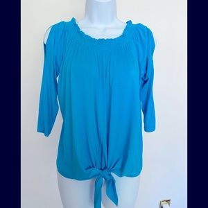 NWT, Cupio Turquoise Tie Waist Open Sleeve Top